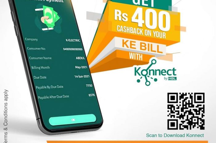 KE & Konnect by HBL Offer up to PKR 400 Cashback on Online Bill Payment